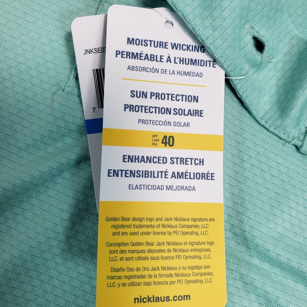 Jack Nicklaus Golf Polo Shirt XL Mint Green Moisture Wicking Sun‎ Protection - Picture 3 of 6